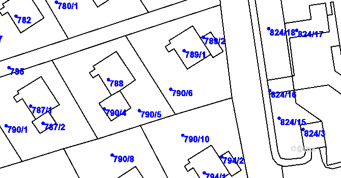 Parcela st. 790/6 v KÚ Mšeno nad Nisou, Katastrální mapa