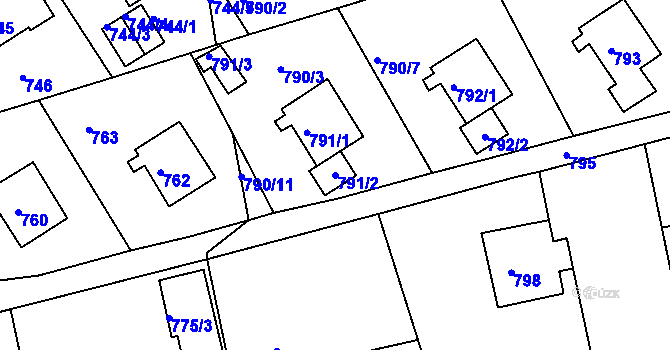 Parcela st. 791/2 v KÚ Mšeno nad Nisou, Katastrální mapa