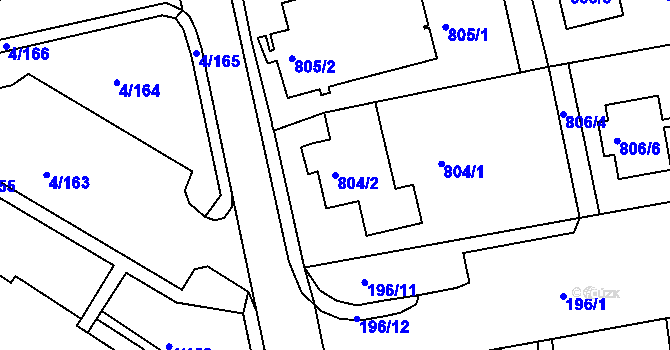 Parcela st. 804/2 v KÚ Mšeno nad Nisou, Katastrální mapa