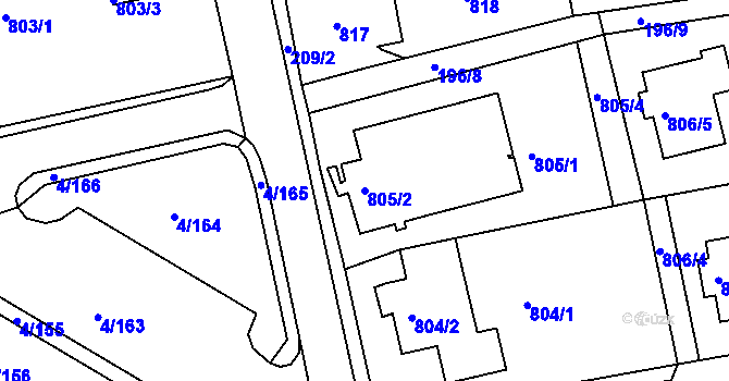 Parcela st. 805/2 v KÚ Mšeno nad Nisou, Katastrální mapa