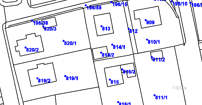 Parcela st. 814/2 v KÚ Mšeno nad Nisou, Katastrální mapa
