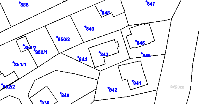 Parcela st. 843 v KÚ Mšeno nad Nisou, Katastrální mapa