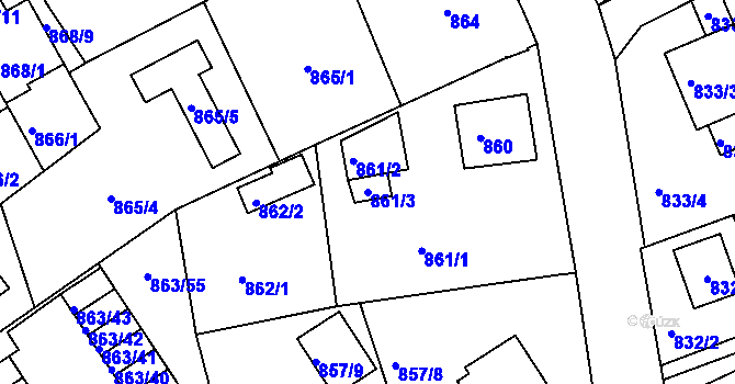 Parcela st. 861/3 v KÚ Mšeno nad Nisou, Katastrální mapa