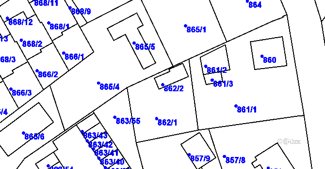 Parcela st. 862/2 v KÚ Mšeno nad Nisou, Katastrální mapa