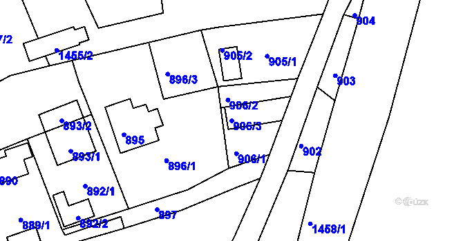 Parcela st. 906/3 v KÚ Mšeno nad Nisou, Katastrální mapa