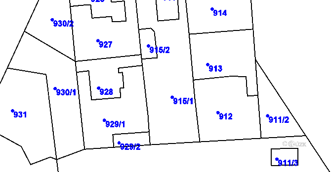 Parcela st. 915 v KÚ Mšeno nad Nisou, Katastrální mapa
