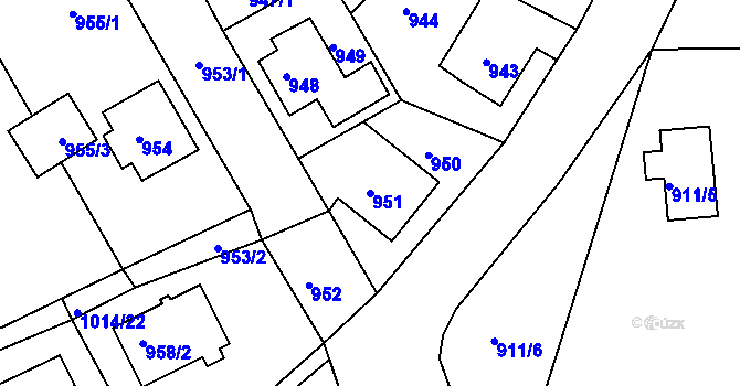 Parcela st. 951 v KÚ Mšeno nad Nisou, Katastrální mapa