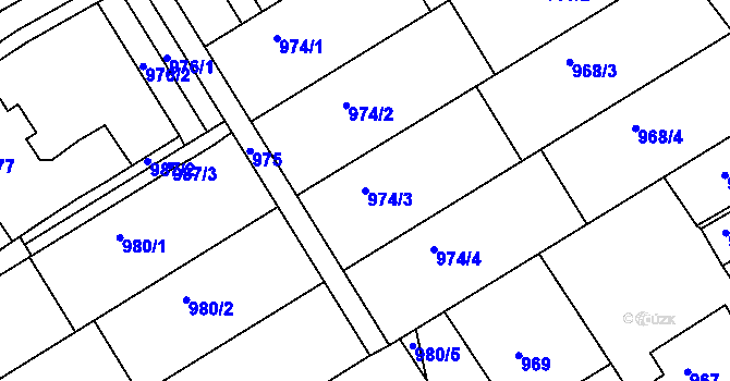 Parcela st. 974/3 v KÚ Mšeno nad Nisou, Katastrální mapa