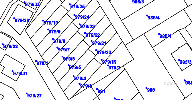 Parcela st. 979/20 v KÚ Mšeno nad Nisou, Katastrální mapa