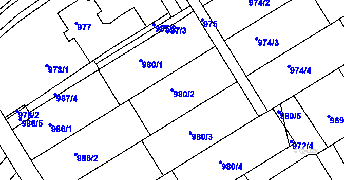 Parcela st. 980/2 v KÚ Mšeno nad Nisou, Katastrální mapa