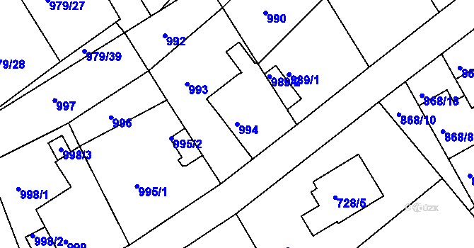 Parcela st. 994 v KÚ Mšeno nad Nisou, Katastrální mapa