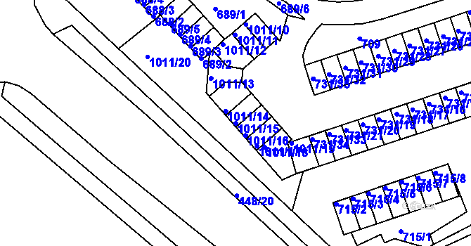 Parcela st. 1011/15 v KÚ Mšeno nad Nisou, Katastrální mapa