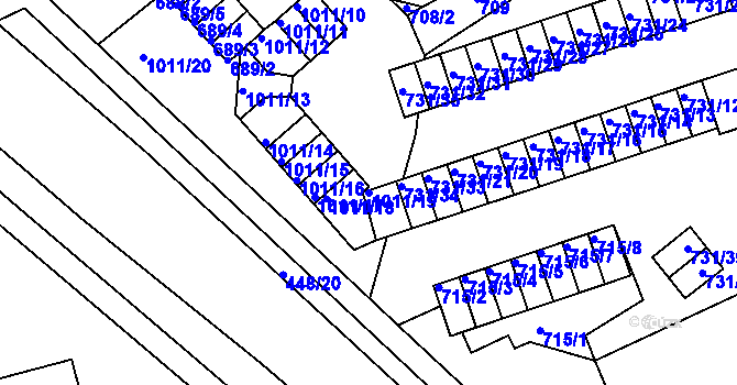 Parcela st. 1011/19 v KÚ Mšeno nad Nisou, Katastrální mapa