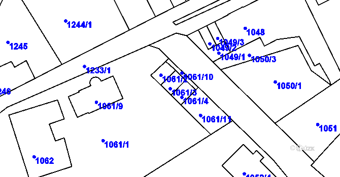 Parcela st. 1061/3 v KÚ Mšeno nad Nisou, Katastrální mapa
