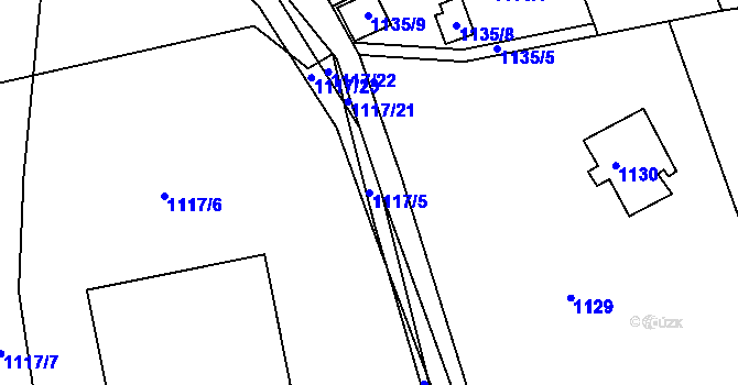 Parcela st. 1117/5 v KÚ Mšeno nad Nisou, Katastrální mapa
