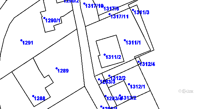 Parcela st. 1311/2 v KÚ Mšeno nad Nisou, Katastrální mapa