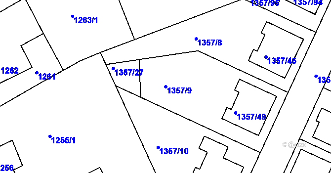 Parcela st. 1357/9 v KÚ Mšeno nad Nisou, Katastrální mapa