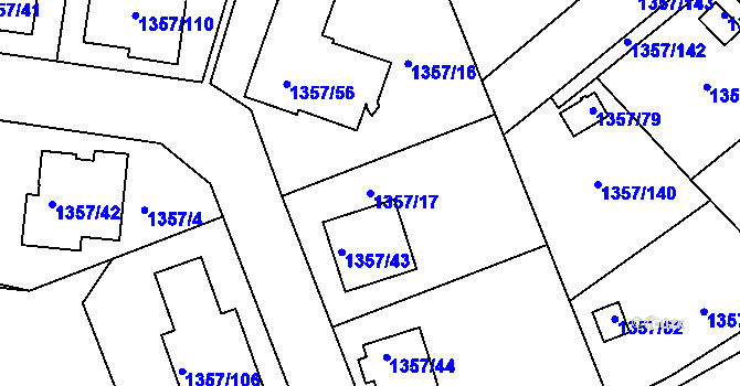 Parcela st. 1357/17 v KÚ Mšeno nad Nisou, Katastrální mapa
