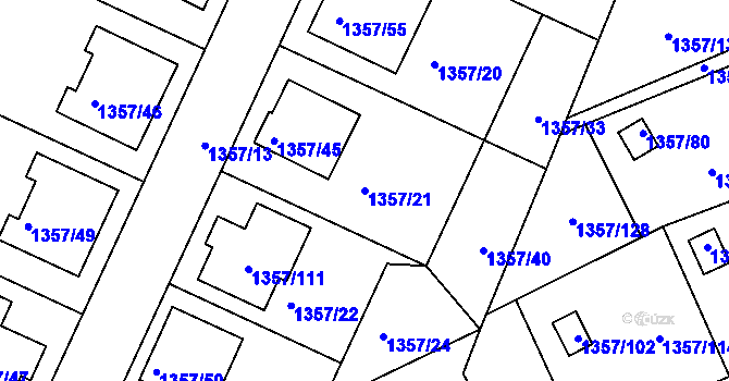 Parcela st. 1357/21 v KÚ Mšeno nad Nisou, Katastrální mapa