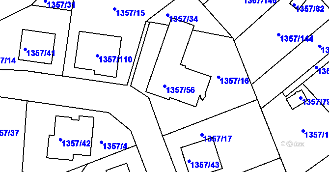 Parcela st. 1357/56 v KÚ Mšeno nad Nisou, Katastrální mapa