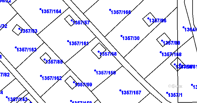 Parcela st. 1357/58 v KÚ Mšeno nad Nisou, Katastrální mapa
