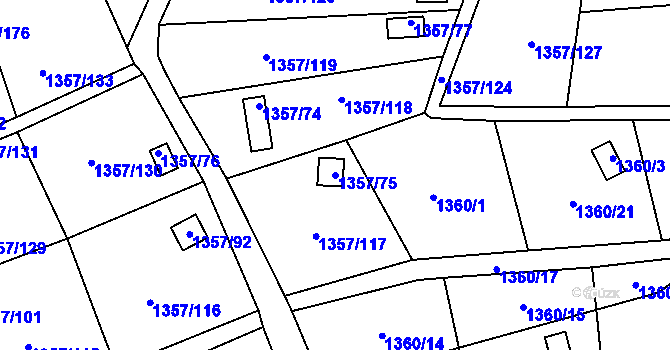 Parcela st. 1357/75 v KÚ Mšeno nad Nisou, Katastrální mapa