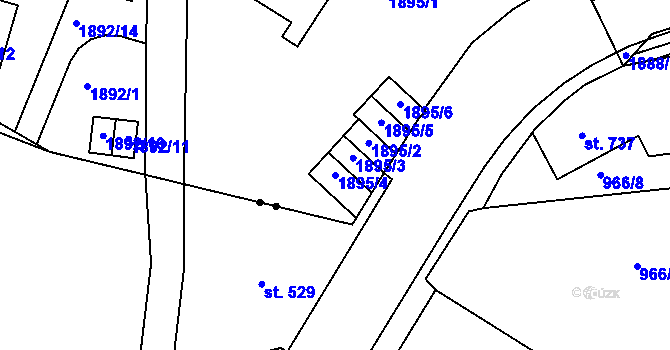 Parcela st. 1895/4 v KÚ Mšeno nad Nisou, Katastrální mapa