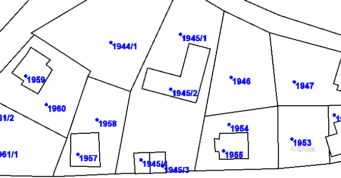Parcela st. 1945/2 v KÚ Mšeno nad Nisou, Katastrální mapa