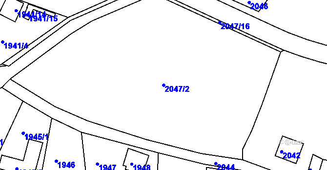 Parcela st. 2047/2 v KÚ Mšeno nad Nisou, Katastrální mapa