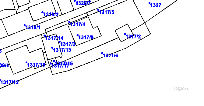 Parcela st. 1321/6 v KÚ Mšeno nad Nisou, Katastrální mapa