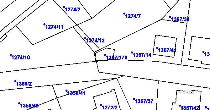 Parcela st. 1357/170 v KÚ Mšeno nad Nisou, Katastrální mapa