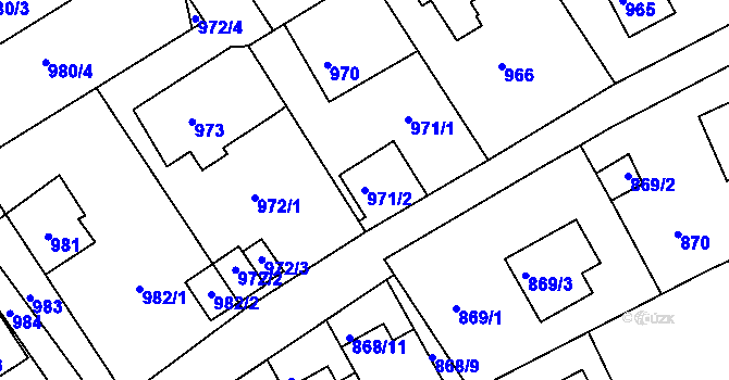 Parcela st. 971/2 v KÚ Mšeno nad Nisou, Katastrální mapa