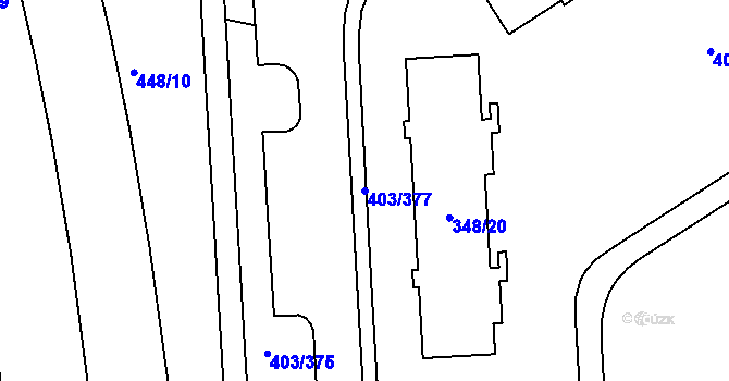 Parcela st. 403/377 v KÚ Mšeno nad Nisou, Katastrální mapa