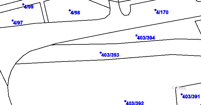 Parcela st. 403/393 v KÚ Mšeno nad Nisou, Katastrální mapa