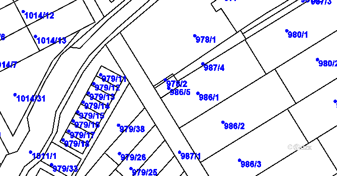 Parcela st. 986/5 v KÚ Mšeno nad Nisou, Katastrální mapa