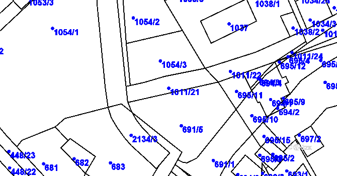Parcela st. 1011/21 v KÚ Mšeno nad Nisou, Katastrální mapa