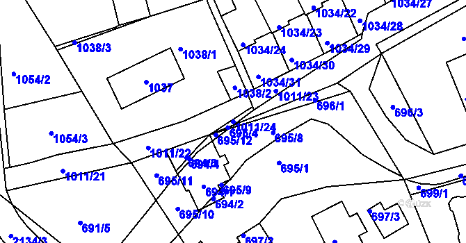 Parcela st. 1011/24 v KÚ Mšeno nad Nisou, Katastrální mapa