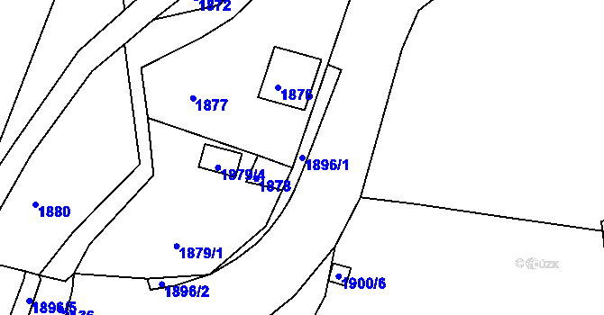 Parcela st. 1896/1 v KÚ Mšeno nad Nisou, Katastrální mapa