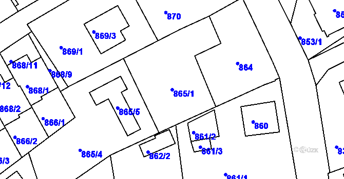 Parcela st. 865/1 v KÚ Mšeno nad Nisou, Katastrální mapa