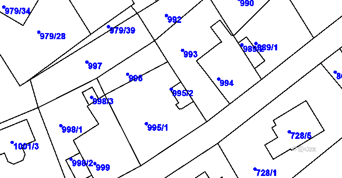 Parcela st. 995/2 v KÚ Mšeno nad Nisou, Katastrální mapa