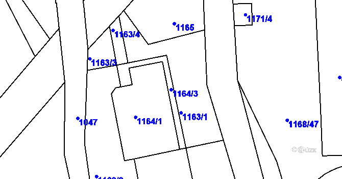 Parcela st. 1164/3 v KÚ Mšeno nad Nisou, Katastrální mapa