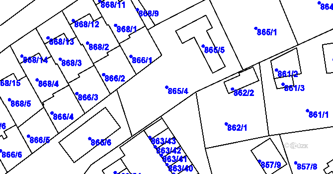Parcela st. 865/4 v KÚ Mšeno nad Nisou, Katastrální mapa