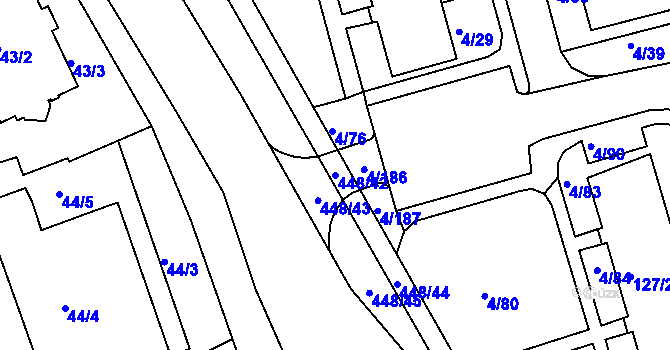 Parcela st. 448/42 v KÚ Mšeno nad Nisou, Katastrální mapa