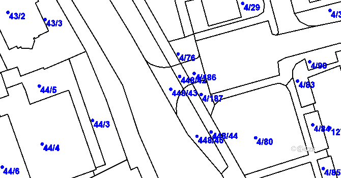 Parcela st. 448/43 v KÚ Mšeno nad Nisou, Katastrální mapa