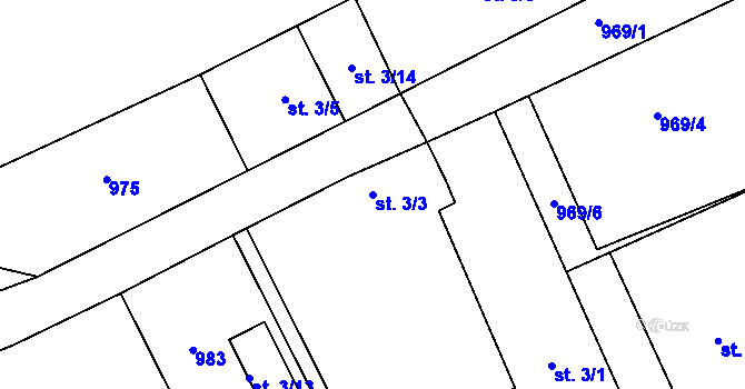 Parcela st. 3/3 v KÚ Jablonná nad Vltavou, Katastrální mapa