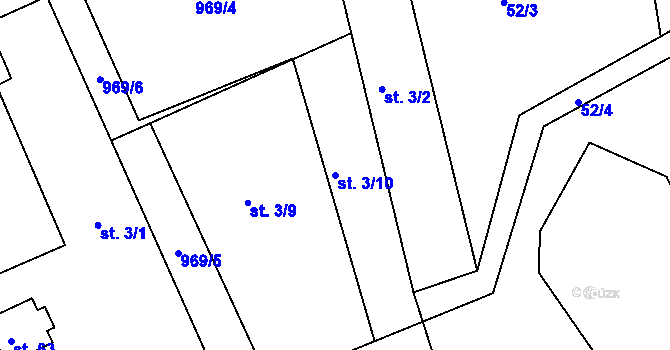 Parcela st. 3/10 v KÚ Jablonná nad Vltavou, Katastrální mapa