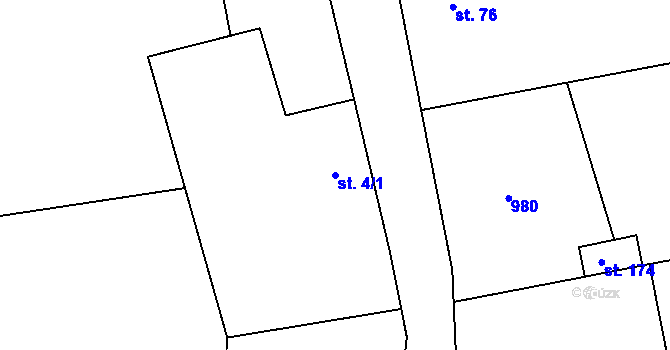 Parcela st. 4/1 v KÚ Jablonná nad Vltavou, Katastrální mapa