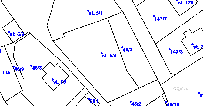 Parcela st. 5/4 v KÚ Jablonná nad Vltavou, Katastrální mapa
