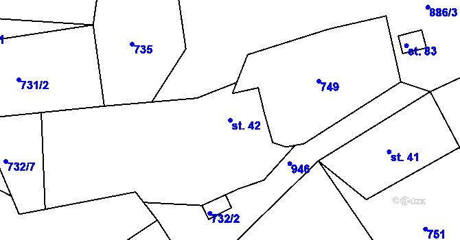 Parcela st. 42 v KÚ Jablonná nad Vltavou, Katastrální mapa