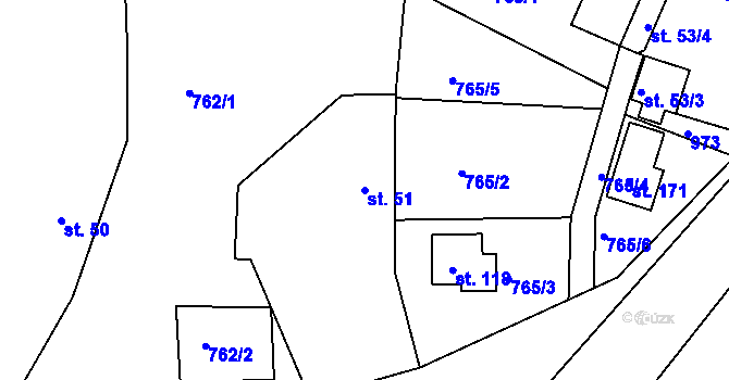 Parcela st. 51 v KÚ Jablonná nad Vltavou, Katastrální mapa